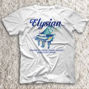 “Elysian” Piano Art Tee – A Divinely Inspired Music Shirt