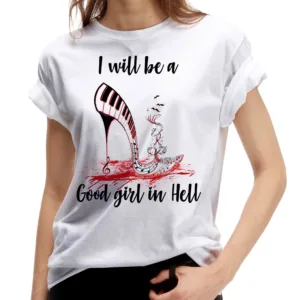 "Good Girl in Hell" Piano High Heels Graphic Tee