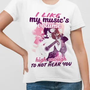 "I Like My Music Loud Enough" – Guitar Girl Floral T-Shirt
