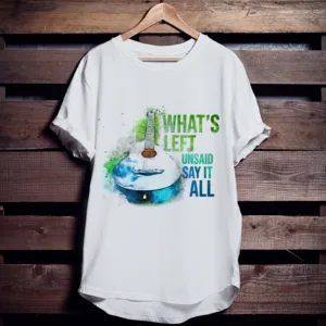 "Say It All" Guitar Watercolor Quote T-Shirt – Express What’s Left Unsaid